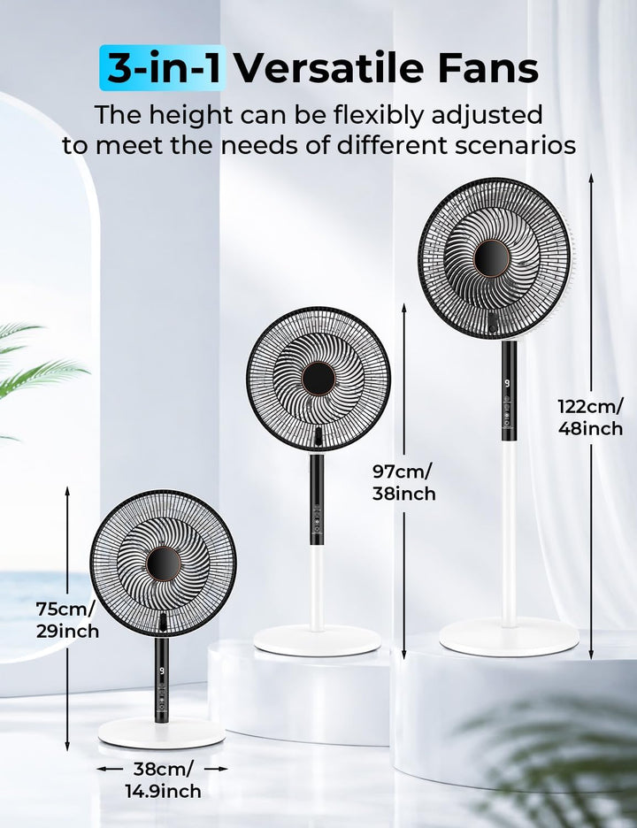 Rintea Standventilator 40 cm mit Fernbedienung, 9 Geschwindigkeiten, 4 Modi, 9H Timer, 90° Oszillati