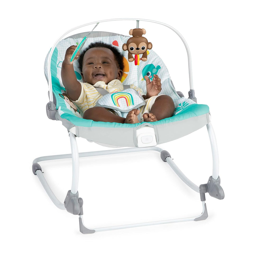 Bright Starts Wild Vibes Infant to Toddler Rocker with Vibrations, Unisex, Newborn +, Wild Vibes