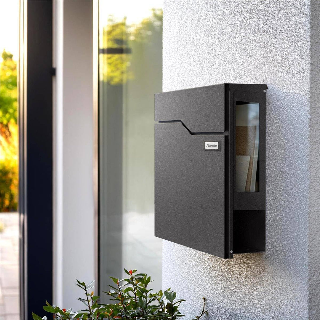 Metzler Briefkasten Eisenglimmer DB703 mit Zeitungsfach & Sichtfenster – Wandbriefkasten pulverbesch