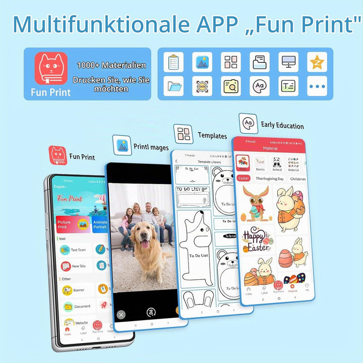 ZAKVOP Mini drucker, Mini drucker für Smartphone, fotodrucker für Smartphone, tragbar Thermal Drucke