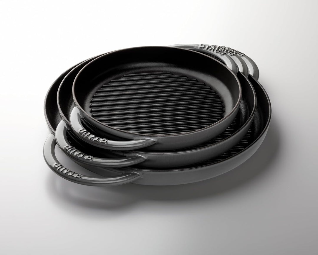 STAUB rund 30 cm Grillpfanne, Gusseisen, kirschrot 39 x 5.5 x 4.038 cm Kirschrot, 39 x 5.5 x 4.038 c