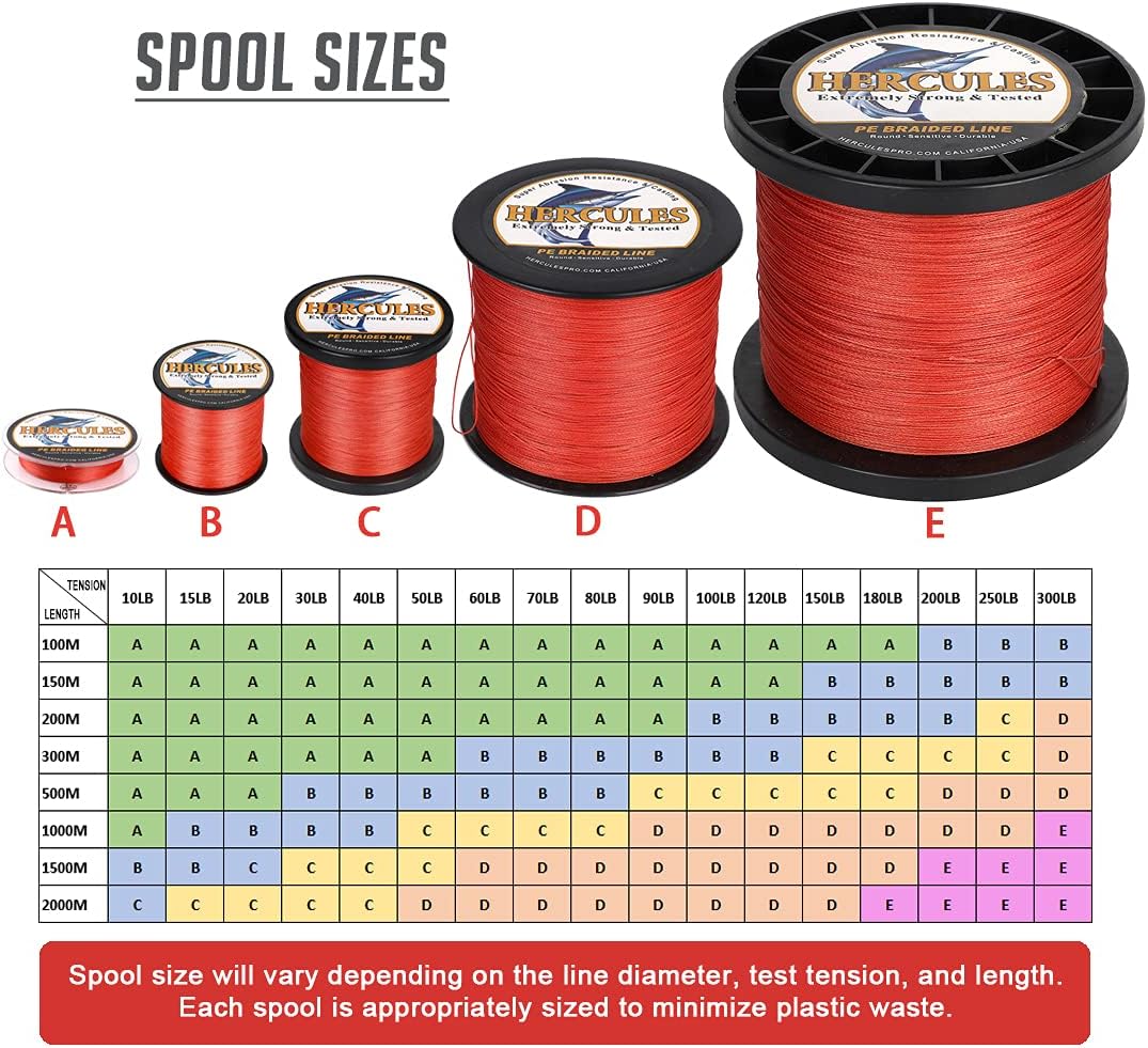HERCULES Super Cast 100m - 2000m Yards Geflochtene Angelschnur 10lb - 300lb Test für Salzwasser Süss