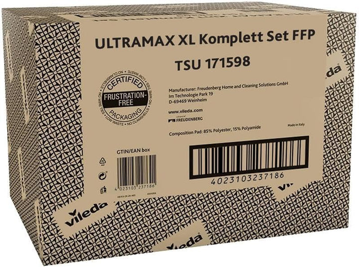 Vileda ULTRAMAX XL Bodenwischer Komplett Set, extra breiter Wischmopp mit Stiel, Mikrofaserbezug und