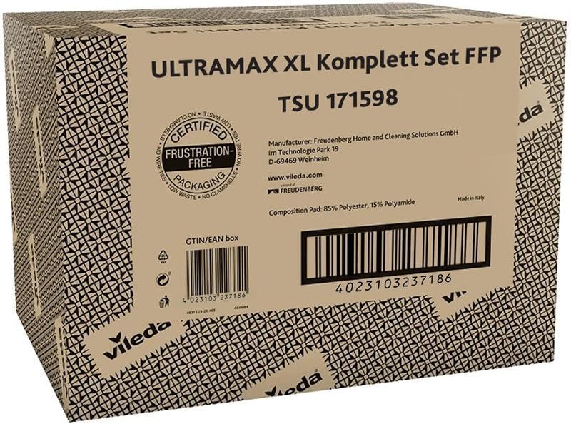 Vileda ULTRAMAX XL Bodenwischer Komplett Set, extra breiter Wischmopp mit Stiel, Mikrofaserbezug und