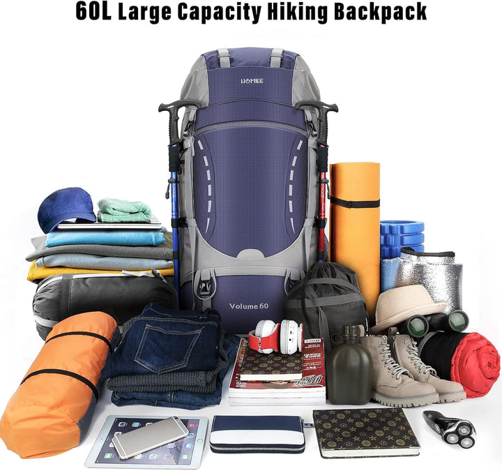 HOMIEE Wanderrucksack 60L, Herren Damen Wasserdichter Leichter Trekkingrucksack Reiserucksack Wander