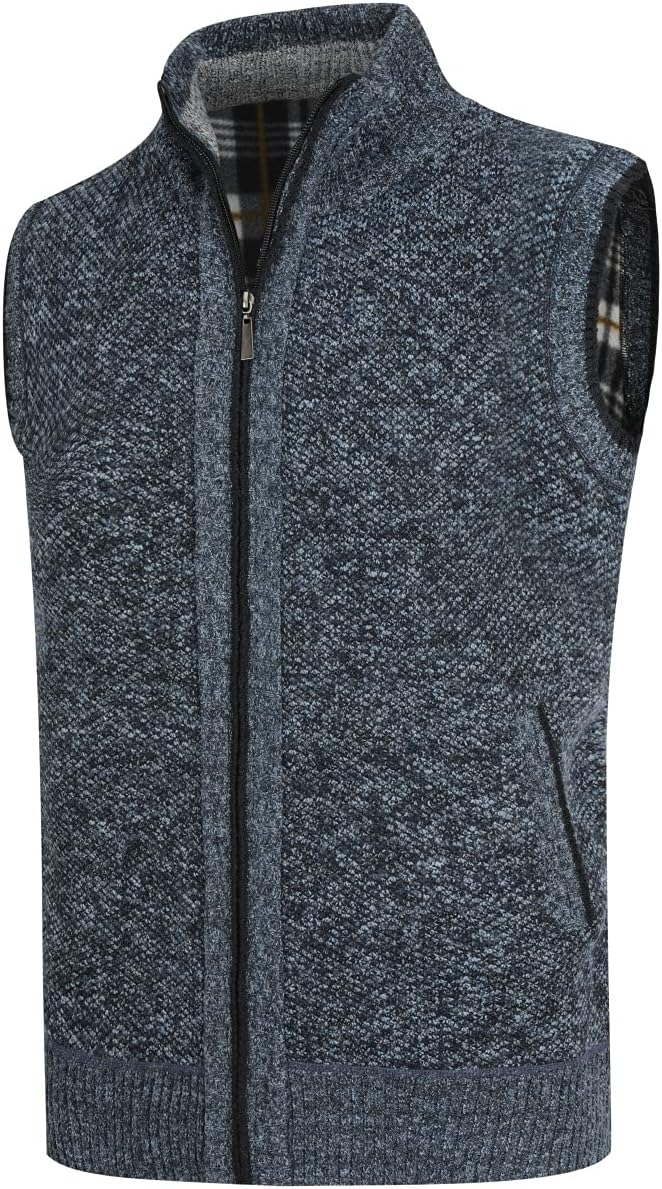 YOUTHUP Herren Weste Fleece Fütterung Winter Frühling Strickjacke Ärmellose Fleecejacke Stehkragen S
