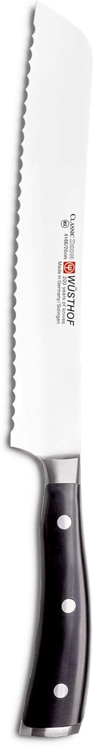 WÜSTHOF Classic Ikon Bread Knife, 20 cm, Black Schwarz 20 cm Brotmesser, Schwarz 20 cm Brotmesser