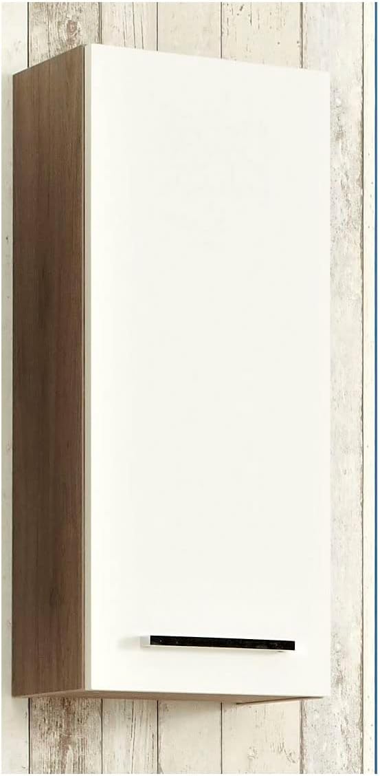 Pelipal Badezimmer Hängeschrank Quickset 380 in Weiss Glanz/Sanremo Eiche Terra, 30 cm breit | Bad W
