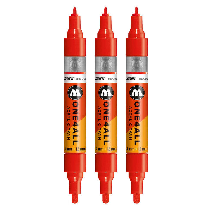 Molotow One4All Acrylic Twin Marker (Strichstärke 1,5 mm und 4 mm, hochdeckend und permanent) 3 Stüc