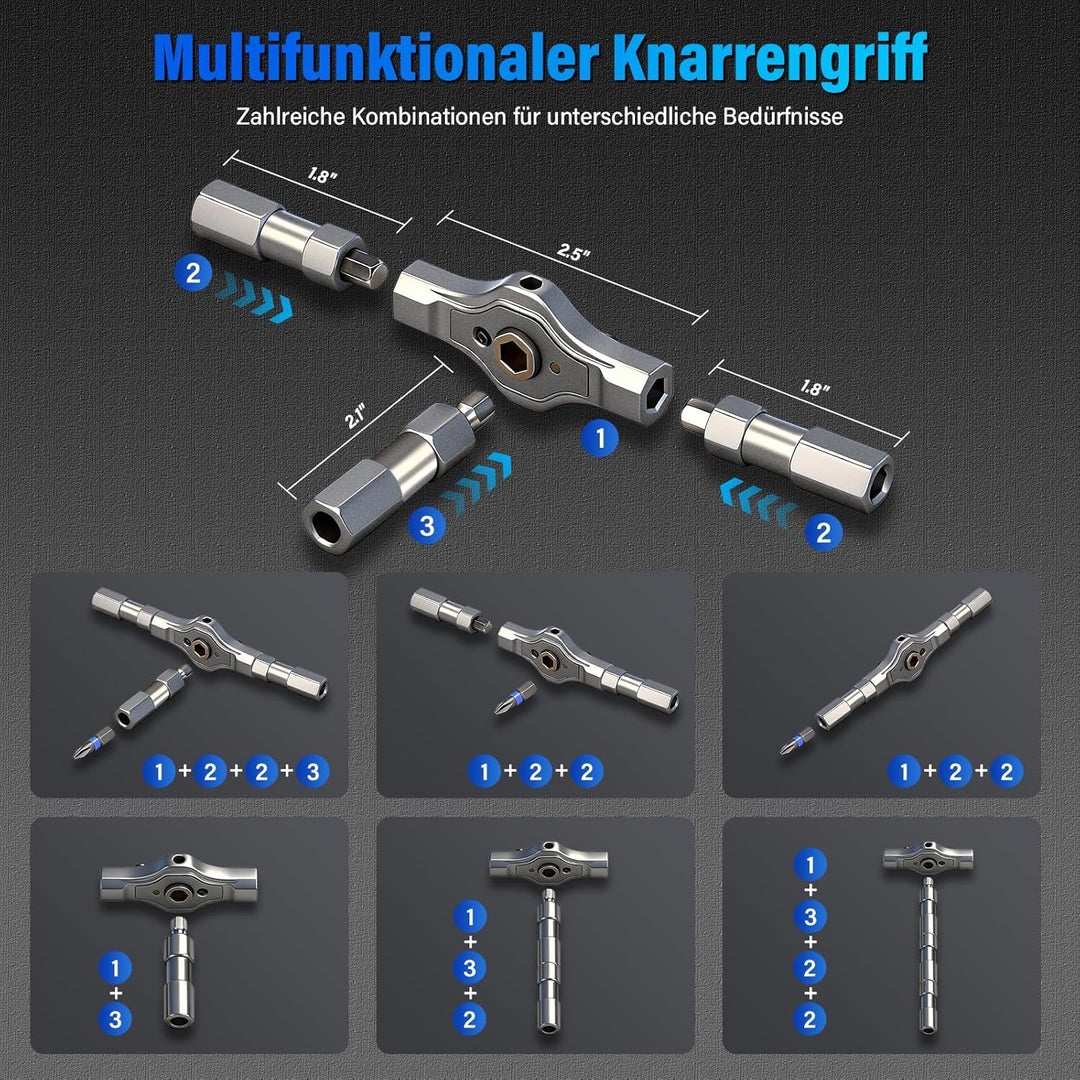 24-in-1 Ratschenschraubendreher Set – Magnetic Screwdriver Set mit S2-Bits, Abnehmbarer T-Ratschengr