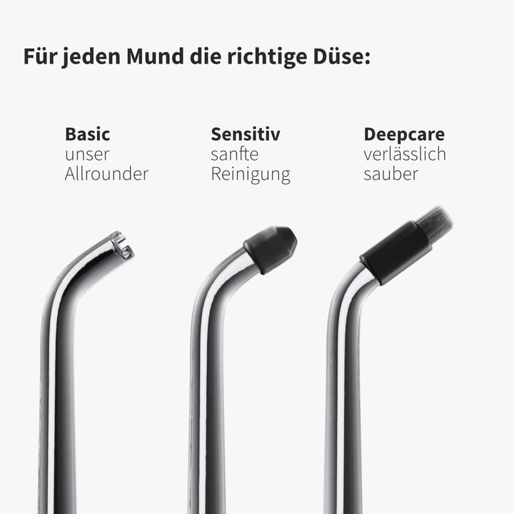 Zahnheld® Ersatzdüsen Sensitiv für Munddusche Aquadent Zubehör - 3x Sensitiv - Schwarz, Zubehör - 3x