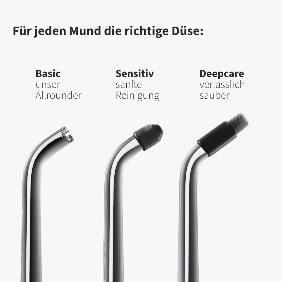 Zahnheld® Ersatzdüsen Sensitiv für Munddusche Aquadent Zubehör - 6x Sensitiv - Schwarz, Zubehör - 6x
