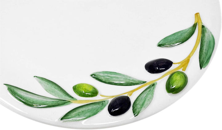 Lashuma 2er Set Kombiservice Olive, Tiefer Suppenteller 23 cm und Servierplatte 27 x 27 cm, Handgema