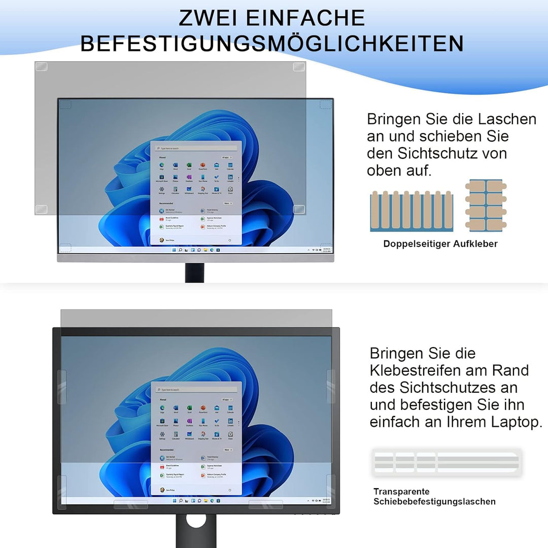 2 Stück 21.5 Zoll Sichtschutz für Computer Monitor Blickschutzfilter 16:9, Anti-Blaulichtfilter Blen