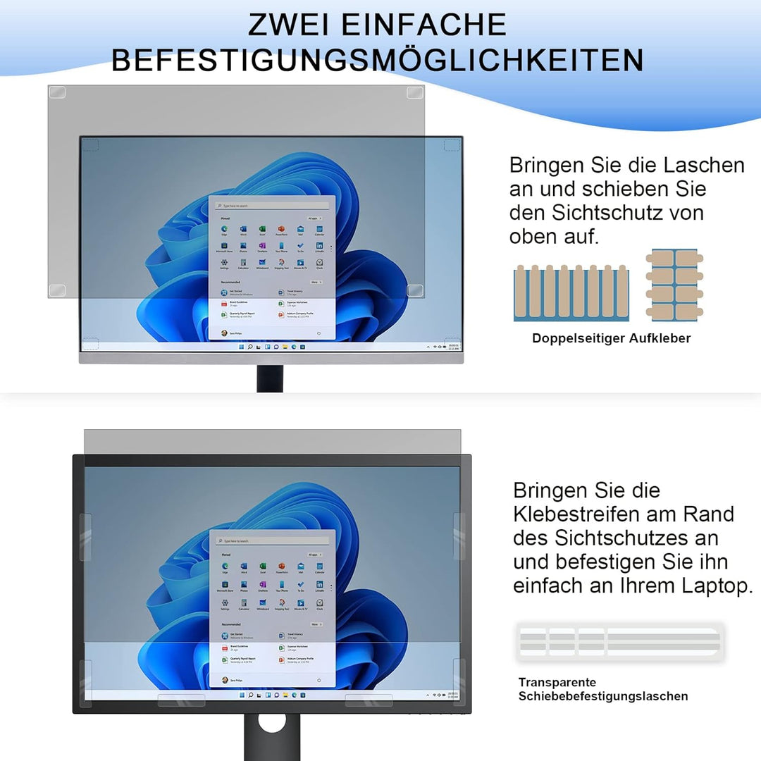 2 Stück 27 Zoll Sichtschutz für Computer Monitor Blickschutzfilter 16:9, Anti-Blaulichtfilter Blends