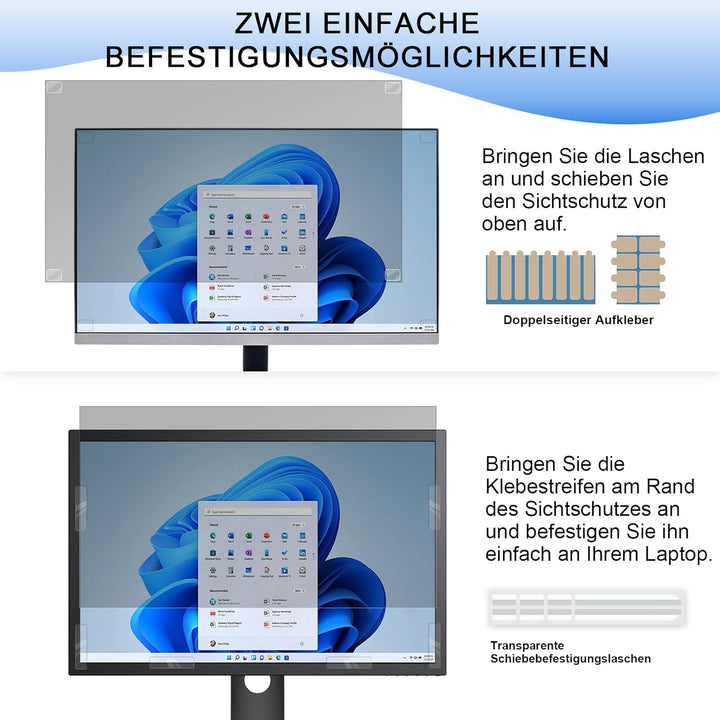 2 Stück 27 Zoll Sichtschutz für Computer Monitor Blickschutzfilter 16:9, Anti-Blaulichtfilter Blends