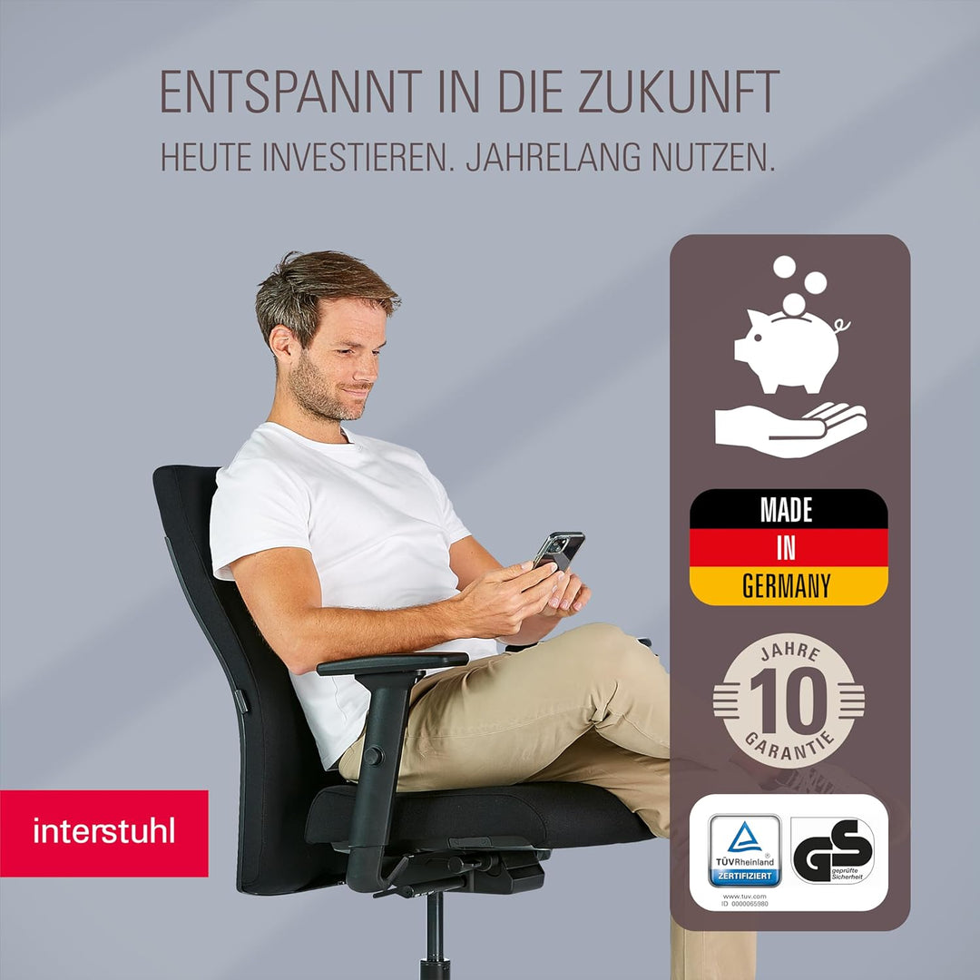 Interstuhl Edge Soft Ergonomischer Bürostuhl – Schreibtischstuhl mit 10 Jahren Garantie, Made in Ger