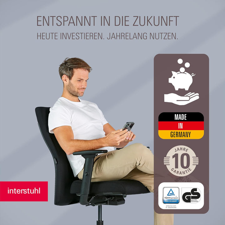 Interstuhl Edge Soft Ergonomischer Bürostuhl – Schreibtischstuhl mit 10 Jahren Garantie, Made in Ger