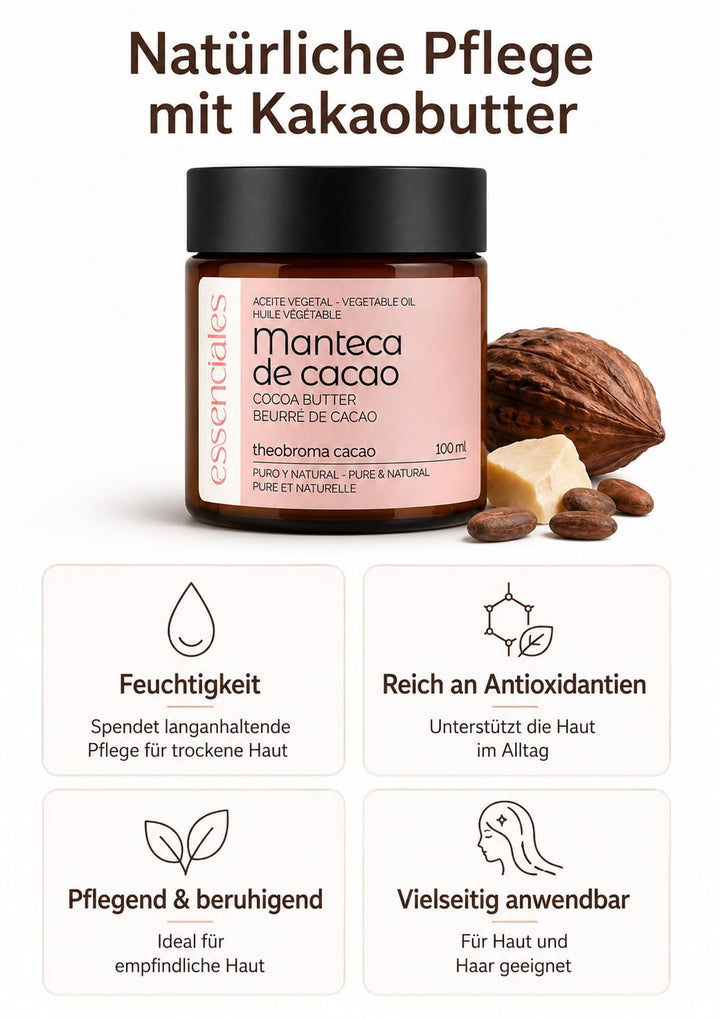 Kakaobutter Bio Nativ Kaltgepresst Theobroma Cacao Butter Natürlich Reine Pflege Haut Haar Körper Li