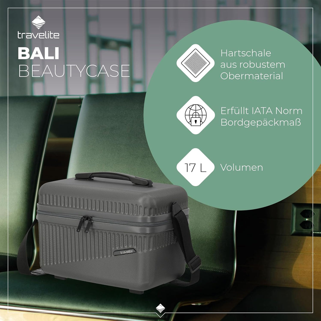 travelite Beautycase Hartschale Handgepäck, Bali, Kosmetikkoffer mit Organizer -und Aufsteckfunktion