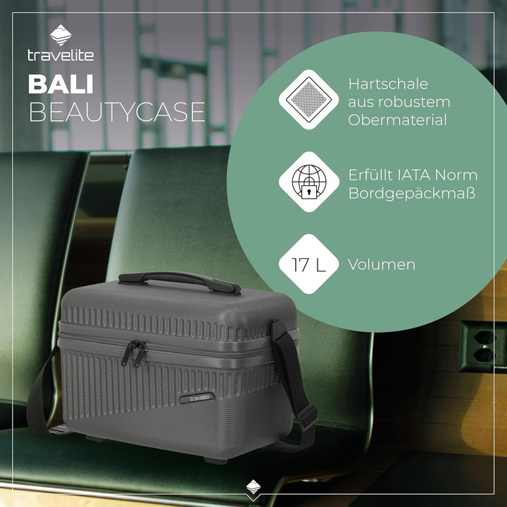 travelite Beautycase Hartschale Handgepäck, Bali, Kosmetikkoffer mit Organizer -und Aufsteckfunktion