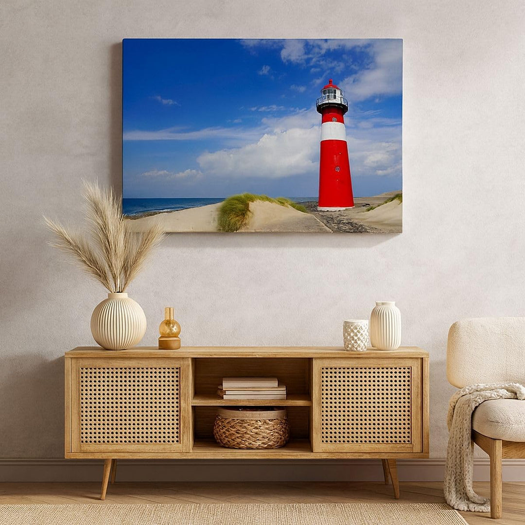 Bilder auf Leinwand 100x70cm Leinwandbild Turm Leuchtturm Ozean Ufer Gross Wanddeko Bild Schlafzimme