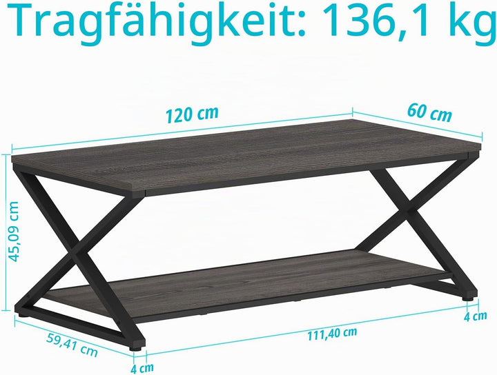 HSH Couchtisch Holz Wohnzimmertisch für Couch Moderner Wohnzimmer Tisch mit Stauraum Stabiler Sofati