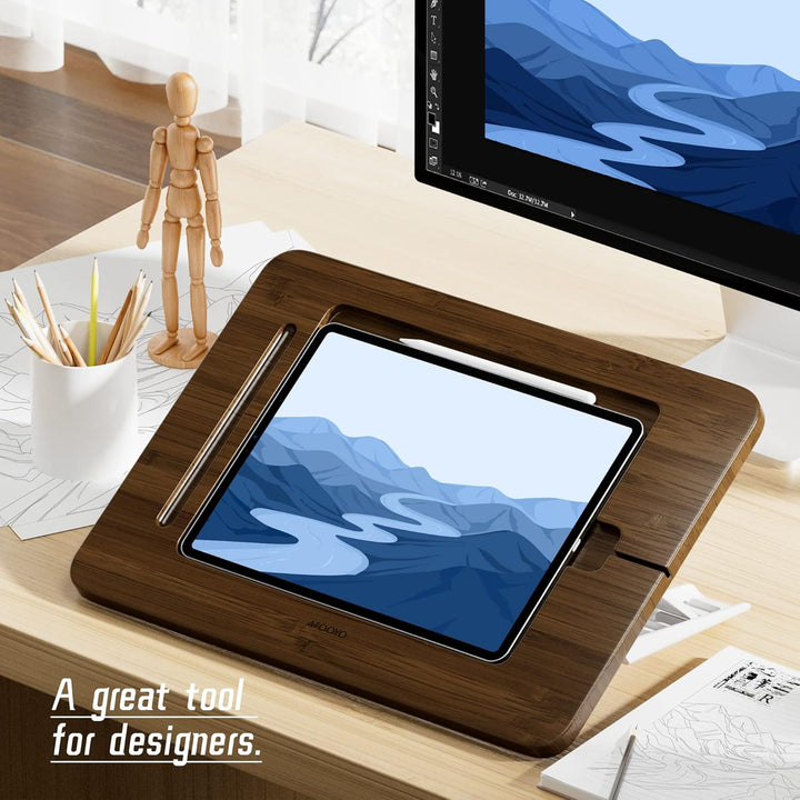 AFOOYO Bambus-Tablet-Zeichenständer, tragbar und verstellbar, 5 Winkel, für Laptop, iPad Pro 12,9/13