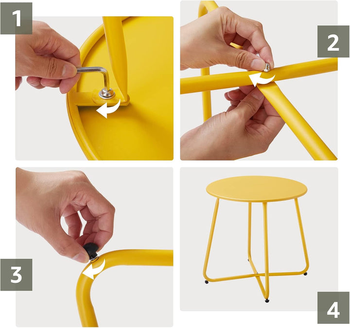 Kleiner Beistelltisch Metall, Garten Beistelltisch Rund, Couchtish & Kaffeetisch mit Verstellbarer T