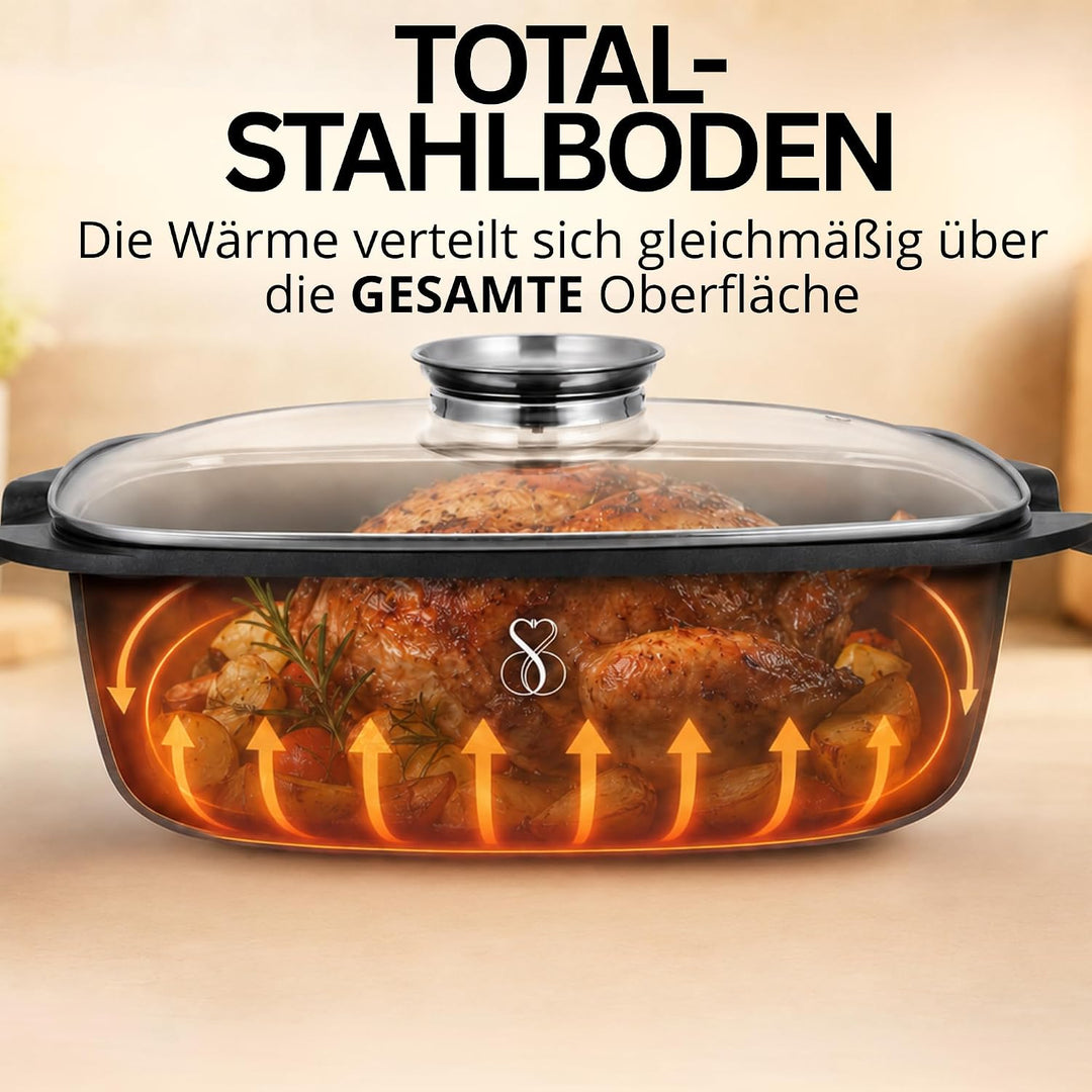 Bratpfanne mit deckel 32cm super antihaft bratformen bräter ofenpfanne induktion aluguss quadrat hoc