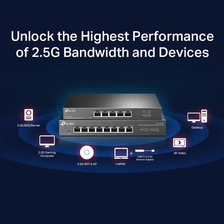 TP-Link TL-SG105-M2 5× 2.5-Gigabit ports Ethernet LAN Switch(Plug-and-Play,Metallgehäuse, QoS, IGMP-