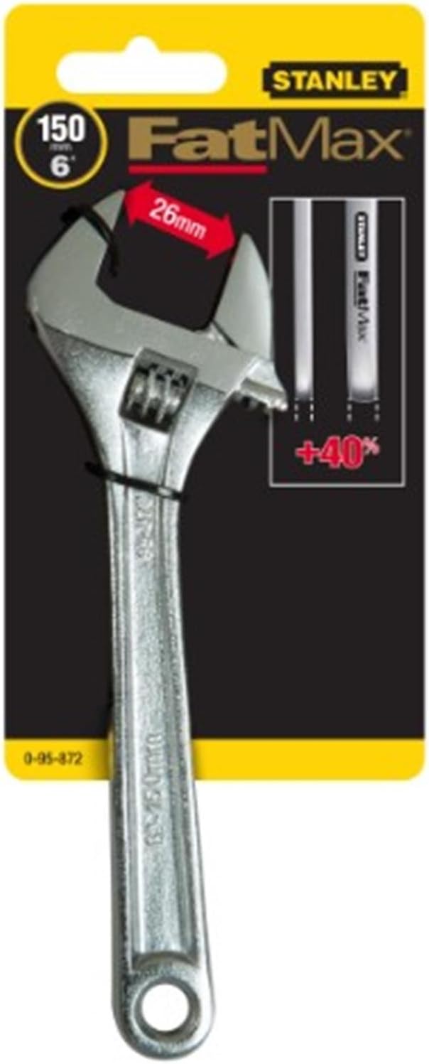Stanley FatMax Einmaulschlüssel (verstellbar, 48 mm Maulbreite, 380 mm Länge, Chrom-Vanadium Stahl,