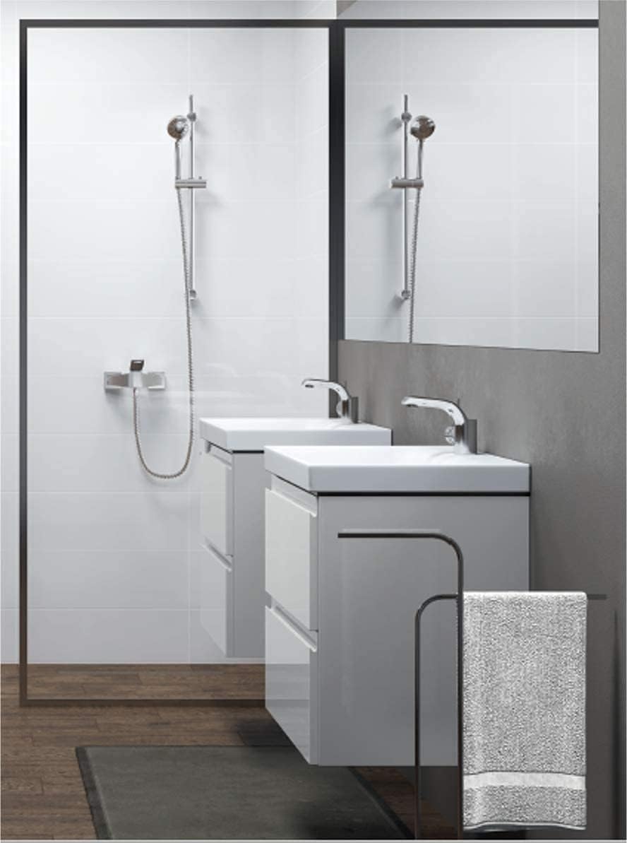VBChome Badmöbel 80 cm Slim Weiss mit Armatur und Pop-up ventil Waschbecken mit Unterschrank Waschti