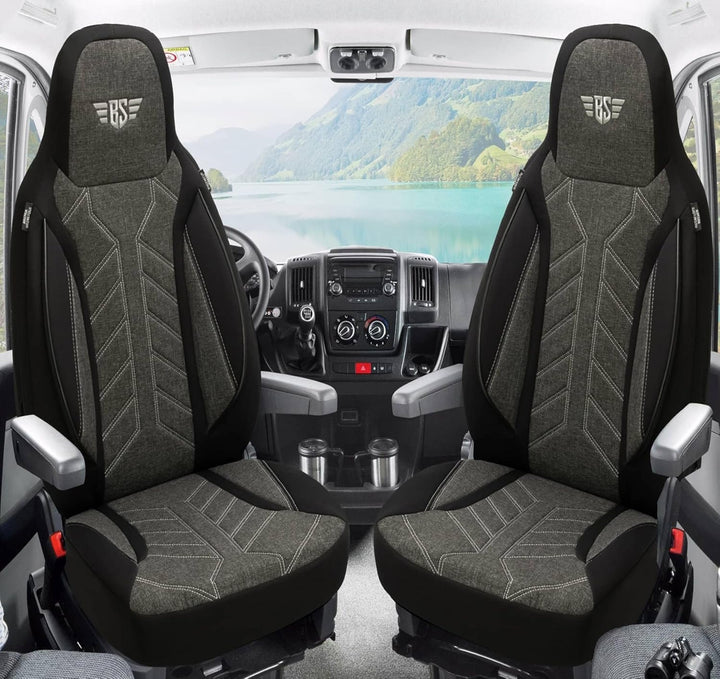 BREMER SITZBEZÜGE Wohnmobil Schonbezüge für FIAT Ducato Jumper Boxer PLKT204 PLKT204 - Schwarz/Anthr