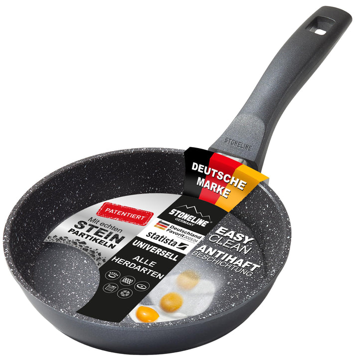 STONELINE Bratpfanne 18 cm, induktionsgeeignet, Aluguss, Antihaftbeschichtung mit echten Steinpartik