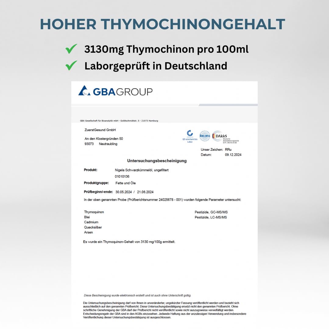 Nigela BIO Schwarzkümmelöl ungefiltert - Ägyptisches Schwarzkümmel Öl mit hohem Thymochinongehalt -