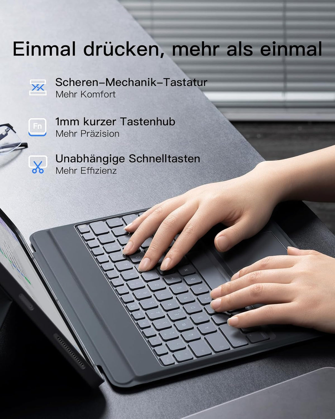 Inateck Tastatur Hülle Kompatibel mit iPad Air 13 Zoll (2024),ipad Pro 12.9 Zoll 6/5/4/3 Gen, Hoch-/