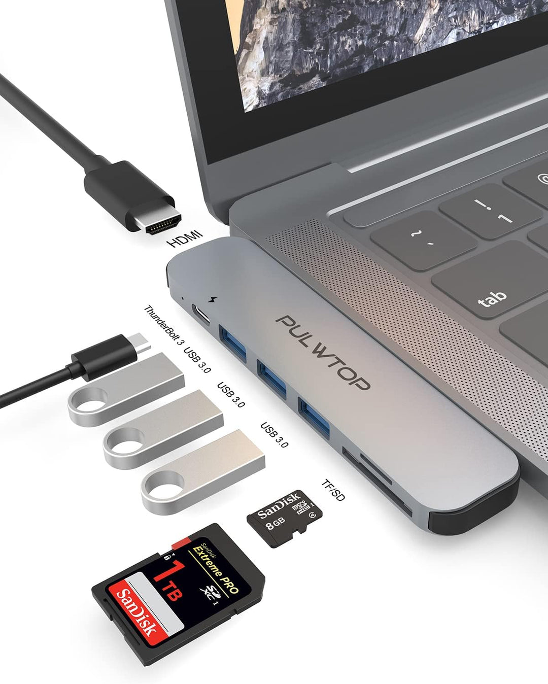 7 In 2 MacBook Air USB C Hub Dual Displayport, Type C Adapter to HDMI 4K 60Hz , USB 3.0, USB C 3.0 T