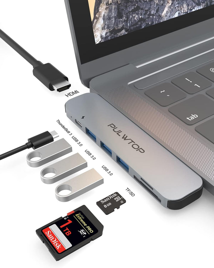 7 In 2 MacBook Air USB C Hub Dual Displayport, Type C Adapter to HDMI 4K 60Hz , USB 3.0, USB C 3.0 T