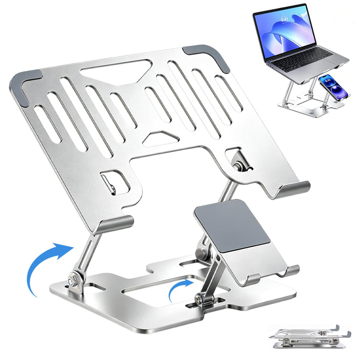 Laptop Ständer Höhenverstellbar mit integriertem Handyhalter platzsparend klappbar ergonomische Lapt