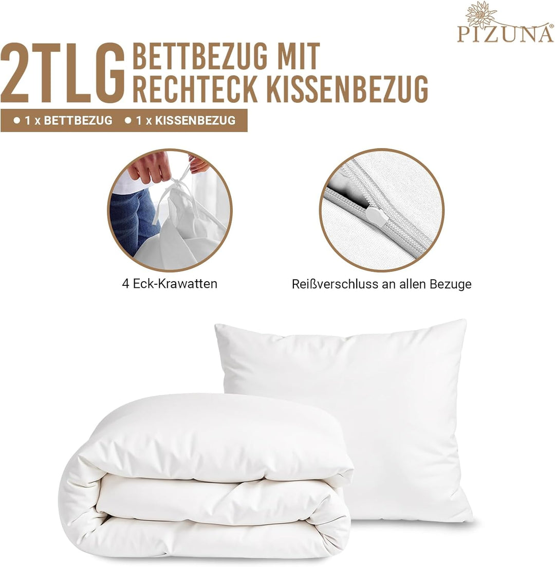 Pizuna 800 Fadenzahl aus Baumwolle Bettwäsche Weiss, 100% Langstaple Baumwolle Bettbezug und Kissenb