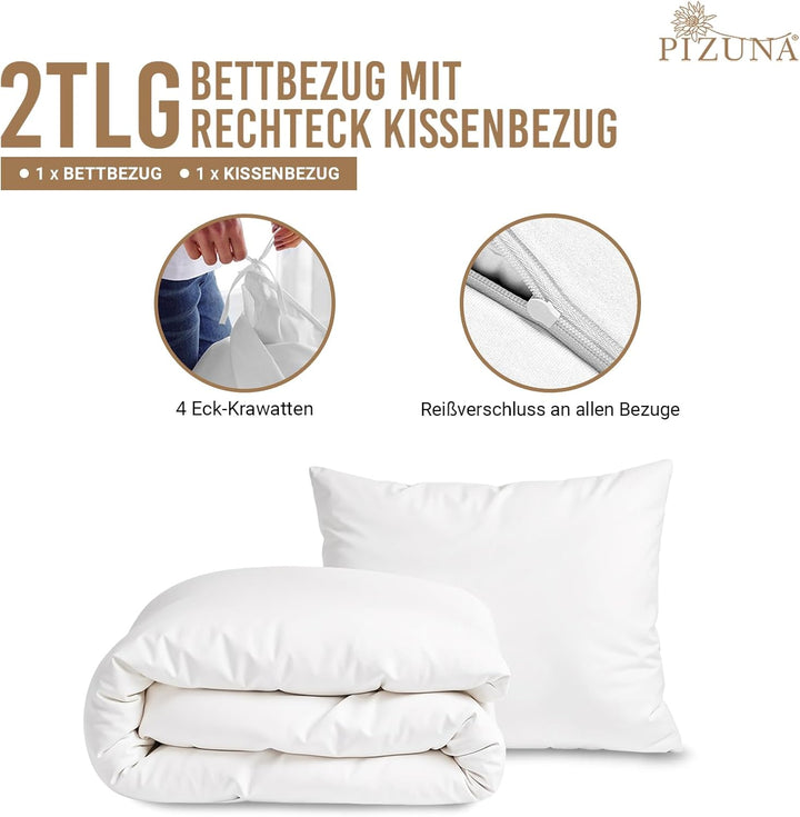 Pizuna 800 Fadenzahl aus Baumwolle Bettwäsche Weiss, 100% Langstaple Baumwolle Bettbezug und Kissenb