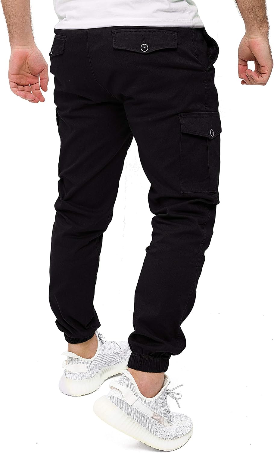 PITTMAN Darius - Herren Cargo Hose - Baumwoll Cargohosen - Cargo Jogger 28W / 34L Schwarz (Black 194