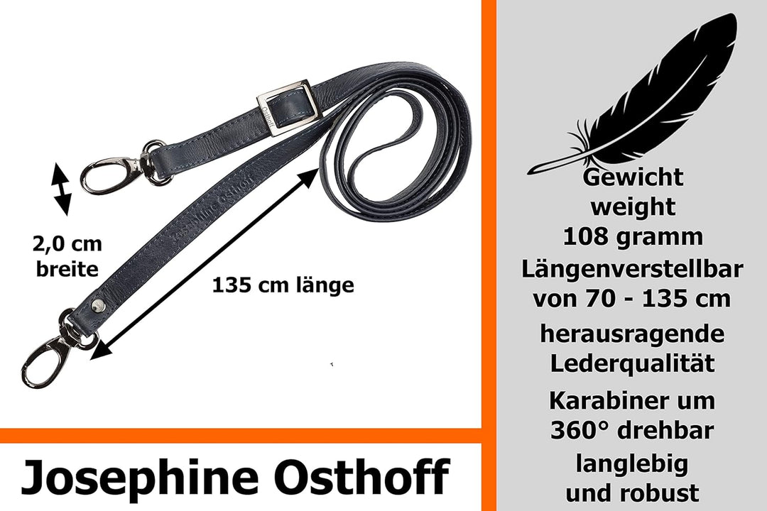 Josephine Osthoff - SCHULTERRIEMEN Echtleder Ersatzriemen Gurt Crossbody Strap Ersatz 135 cm Länge 2