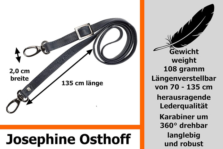 Josephine Osthoff - SCHULTERRIEMEN Echtleder Ersatzriemen Gurt Crossbody Strap Ersatz 135 cm Länge 2