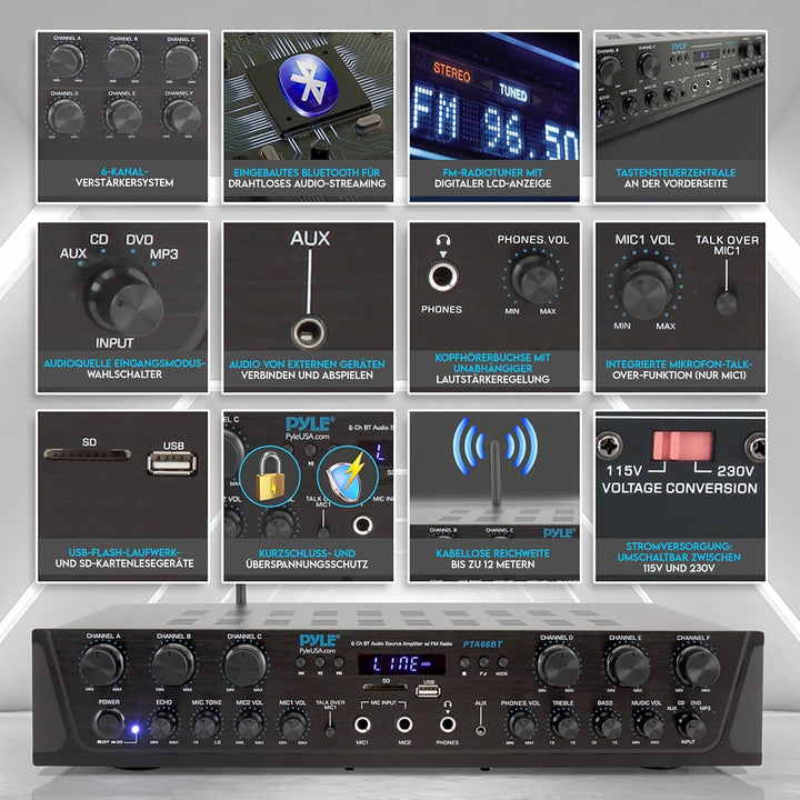Pyle Verstärker, Mini Verstärker Bluetooth, Stereo Verstärker, Amplifier, Amp, Bluetooth, Stereo Rec