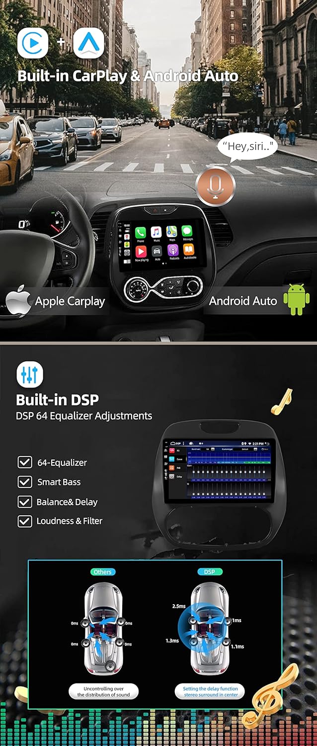 JOYX Android 12 IPS Autoradio Passt für Renault Kaptur Captur (2014-2019) - 4G+64G - Eingebaut DSP/C