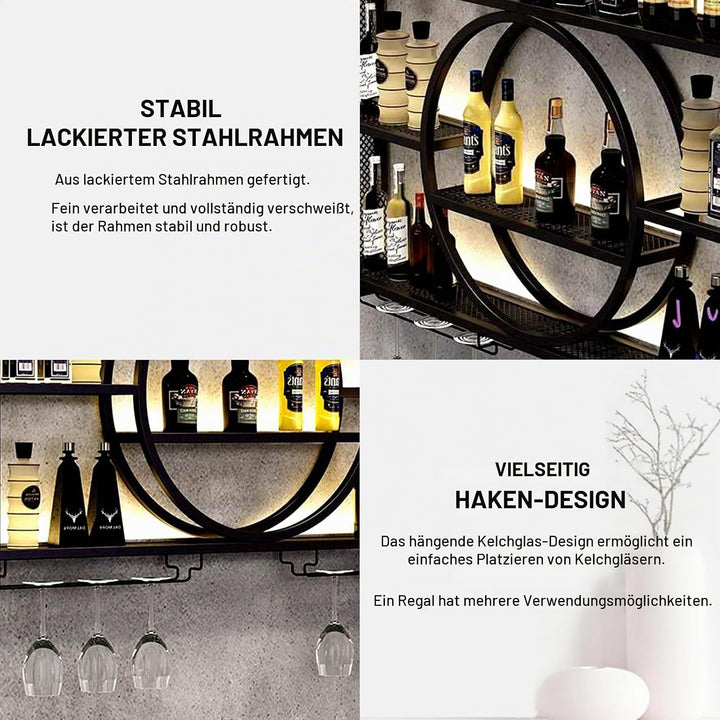 Generisch Modernes Weinregal Wand aus Metall, Bar Regal mit Glasregal, Wandmontage Wine Display-Stän