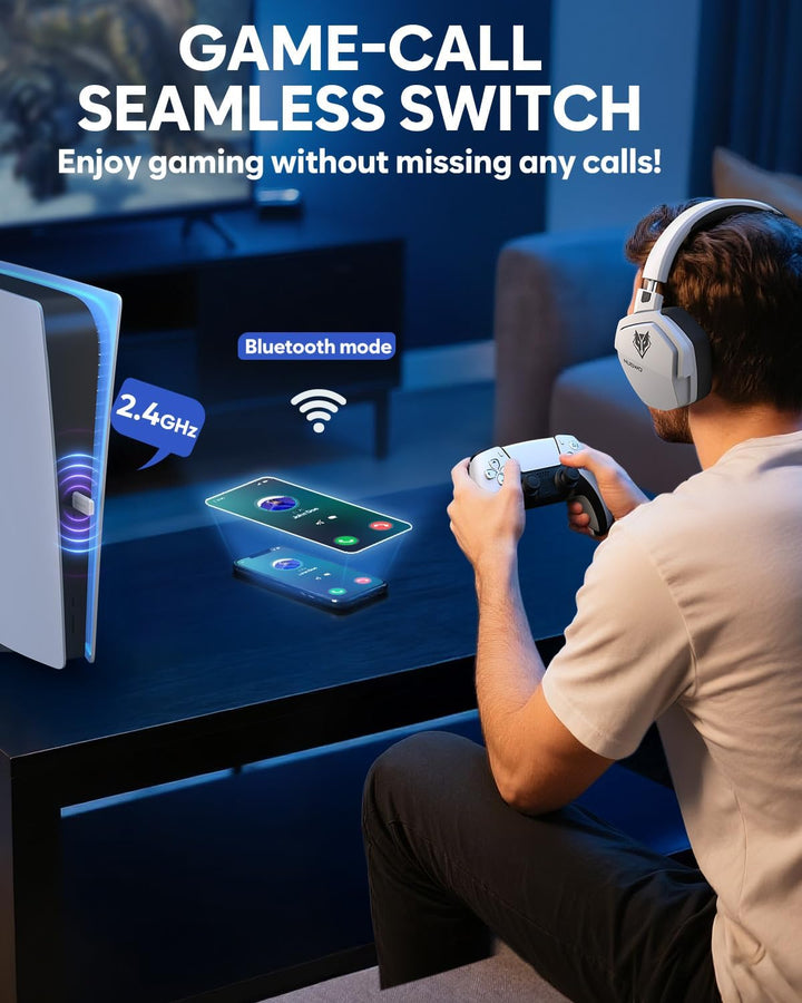 NUBWO G06 Wireless Gaming Headset für PS5, PS4, PC, Rauschunterdrückung über Ohr-Gaming-Kopfhörer mi