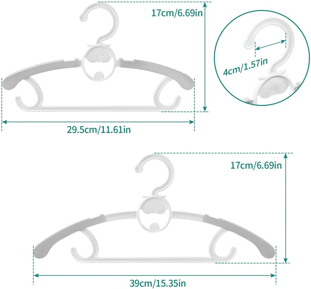 Spesh 20 Stücke Kinderkleiderbügel 29-40cm Verstellbare Baby Kleiderbügel mit Stapelbaren Haken Ruts